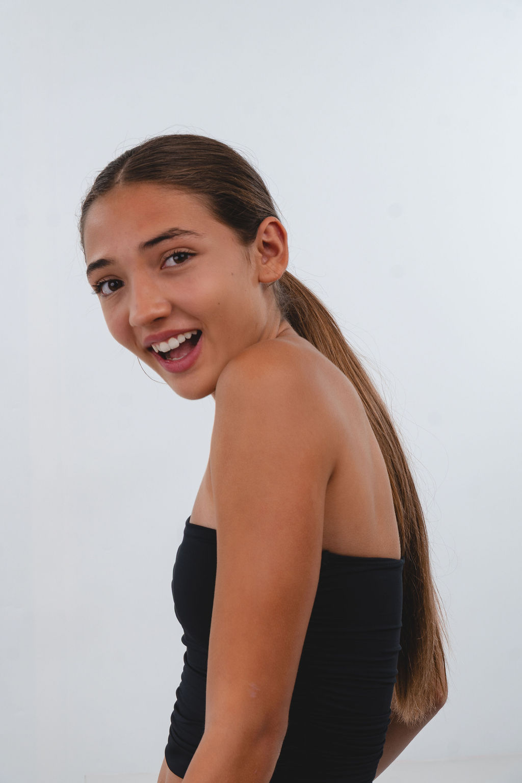 Thérèse smiling with her hair tied back